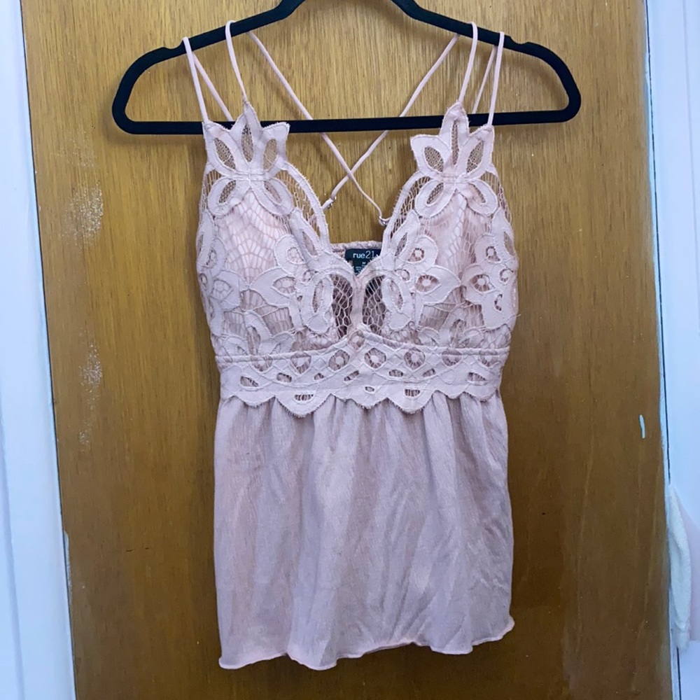 Sexy Lace Pink Top Adjustable Straps